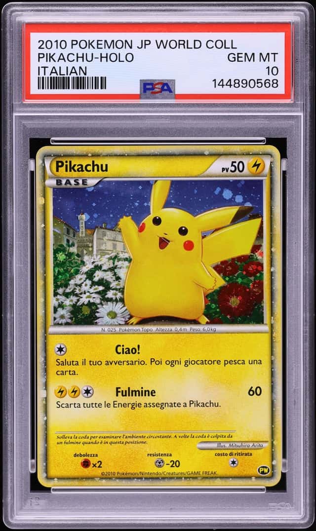 2010 Pokemon Italian World Collection Holo Pikachu PSA 10 GEM MINT