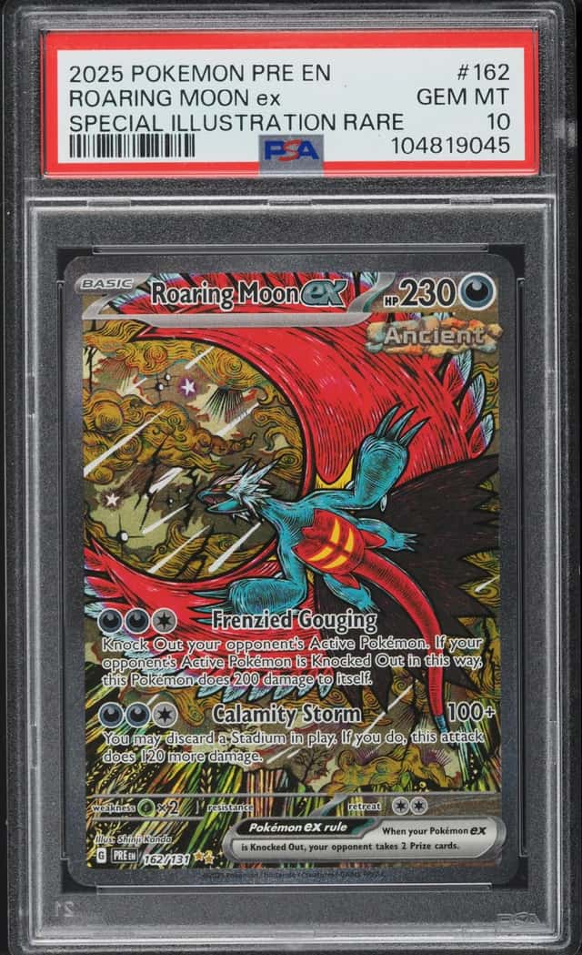 2025 Pokemon SV Prismatic Evolutions SIR Roaring Moon ex #162 PSA 10 GEM MINT