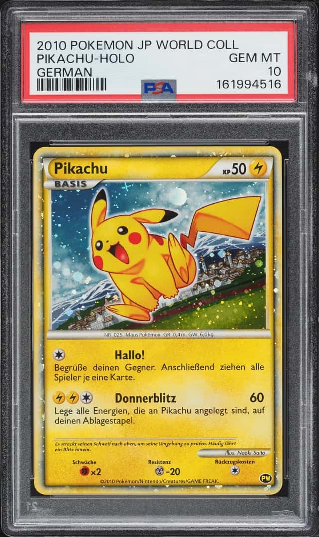 2010 Pokemon German World Collection Holo Pikachu PSA 10 GEM MINT