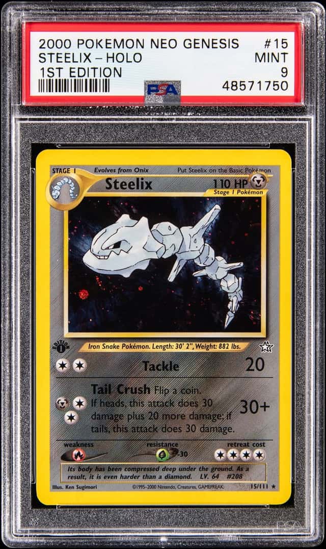 2000 Pokemon Neo Genesis 1st Edition Holo #15 Steelix - PSA MINT 9