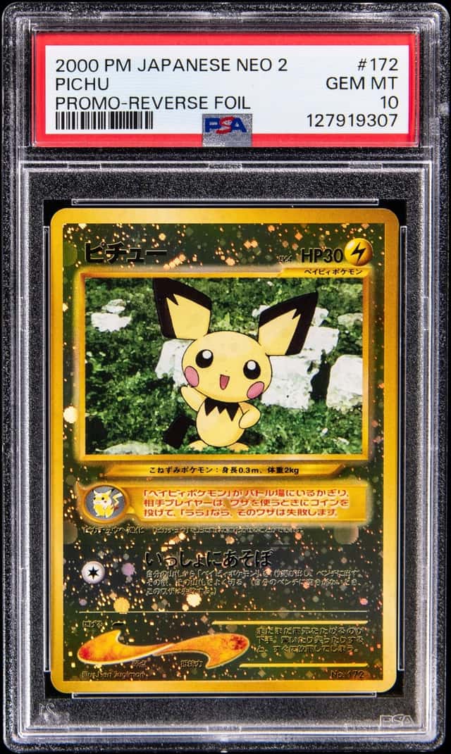 2000 Pokemon Japanese Crossing the Ruins Promo Reverse Holo #172 Pichu - PSA GEM MT 10