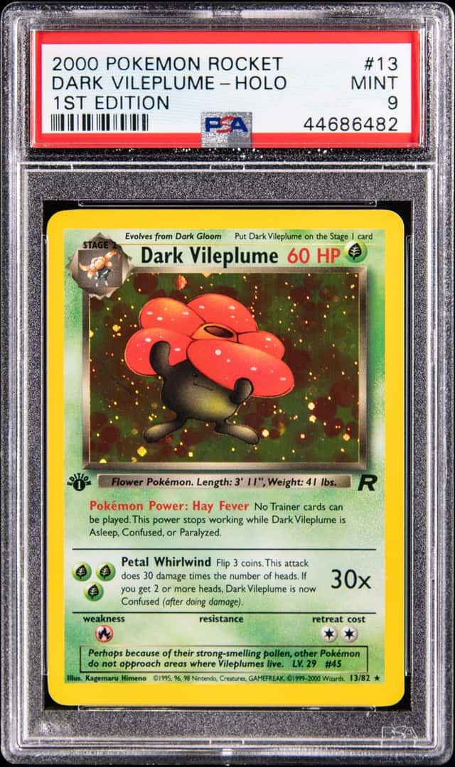 2000 Pokemon Team Rocket 1st Edition Holo #13 Dark Vileplume - PSA MINT 9