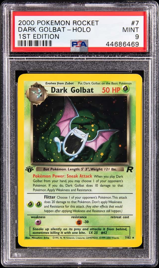 2000 Pokemon Team Rocket 1st Edition Holo #7 Dark Golbat - PSA MINT 9