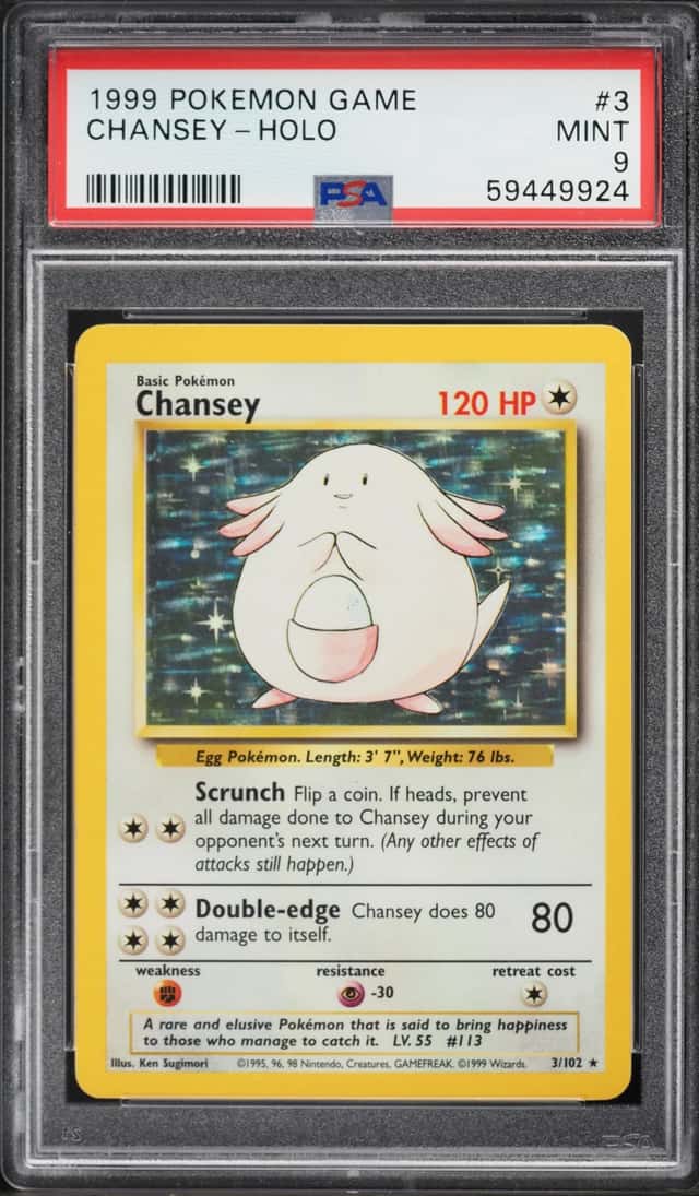 1999 Pokemon Base Set Holo Chansey #3 PSA 9 MINT