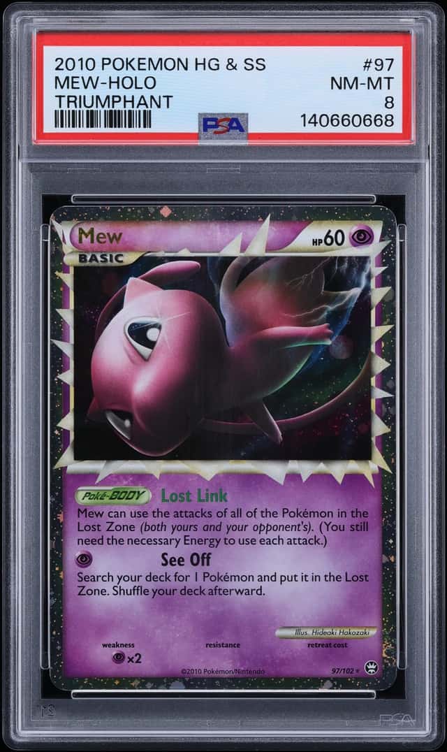 2010 Pokemon HeartGold & SoulSilver Triumphant Holo Mew #97 PSA 8 NM-MT