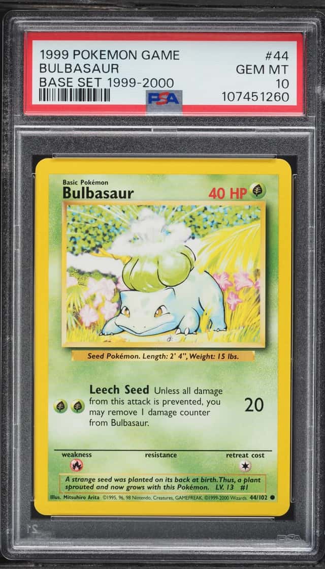 1999-2000 Pokemon Base Set Bulbasaur #44 PSA 10 GEM MINT