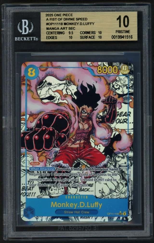 ***BGS Pristine 10 FOIL Monkey.D.Luffy OP11-118 Manga Art** One Piece Kid Icarus