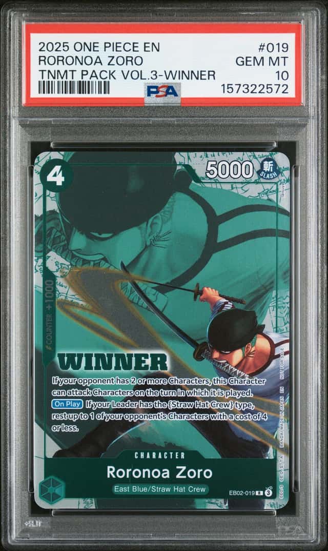 One Piece Roronoa Zoro Tournament Pk. Vol.3 EB02-019 Winner PSA 10 Gem Mint