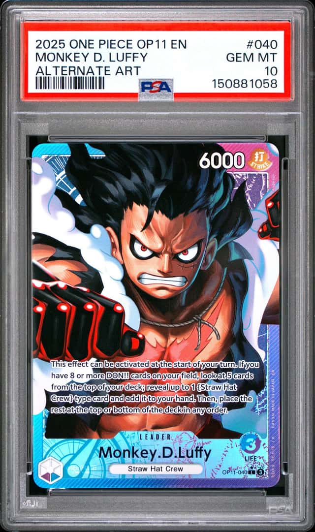 One Piece Monkey D Luffy Alternate Art OP11-040 PSA 10 Gem Mint