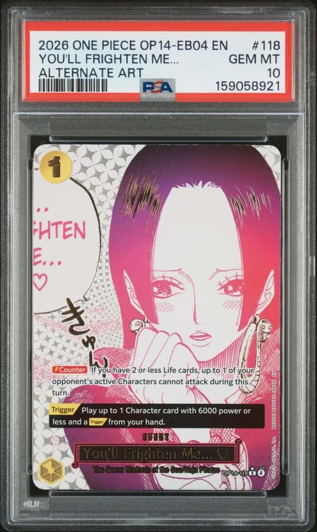 2026 ONE PIECE OP14-EB04-THE AZURE SEA'S SEVEN #118 YOU'LL FRIGHTEN ME... PSA 10