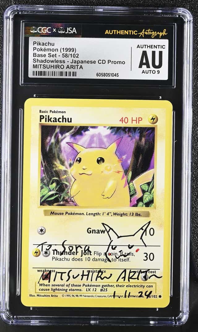 1999 Pokemon Base Set Shadowless CD Promo Pikachu Mitsuhiro Arita AUTO #58 JSA CGC AUTH