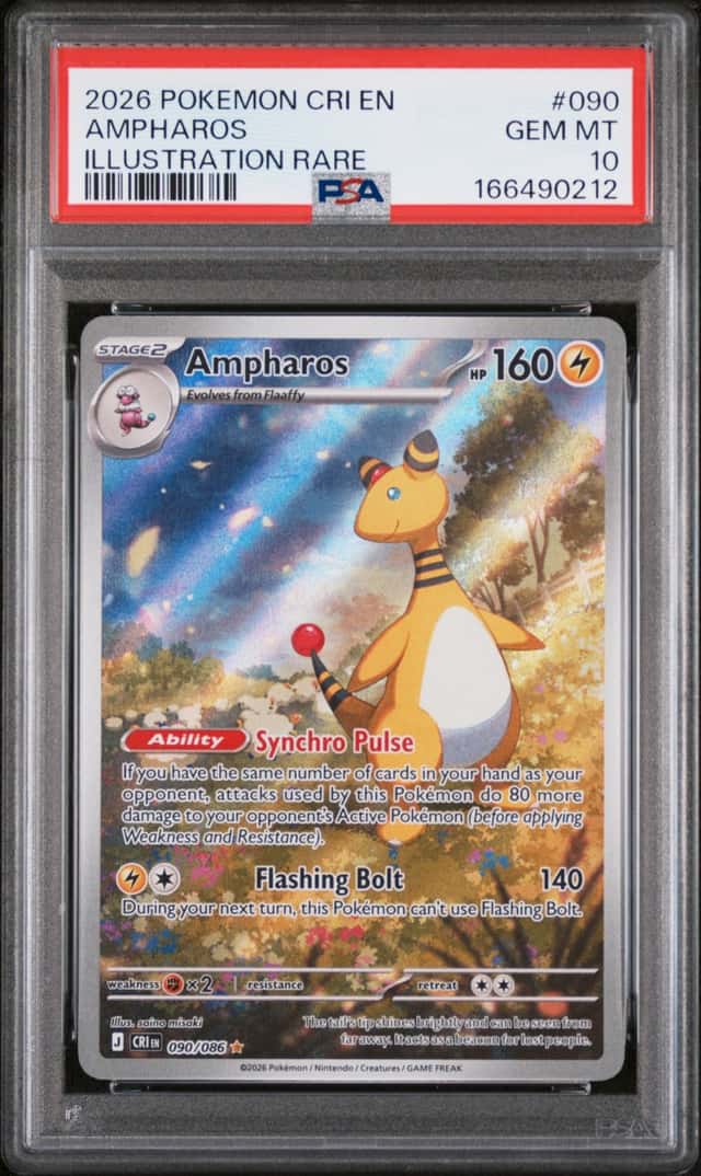 2026 Pokemon Chaos Rising Ampharos Illustration Rare #090/086 PSA 10 GEM MINT