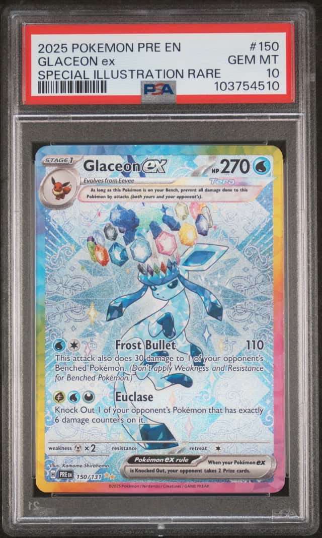 2025 Pokemon GLACEON EX #150/131 Prismatic Evolutions Special Illus. Rare PSA 10