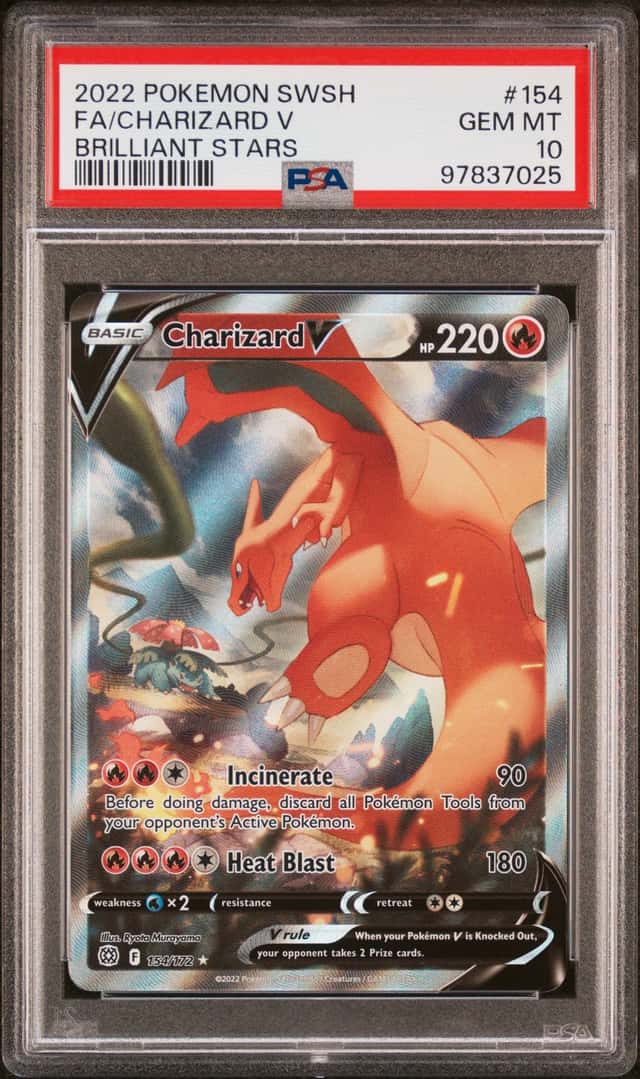 2022 Pokemon SWSH Brilliant Stars #154 FA Charizard V PSA 10 GEM MINT