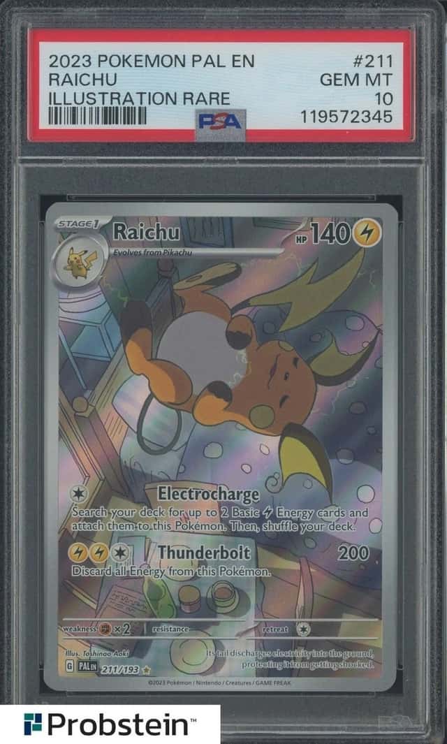 2023 Pokemon Raichu 211/19 Ilustration Rare Paldea Evolved GEM MINT PSA 10