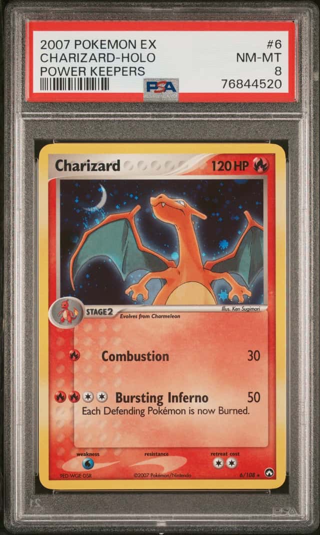 Pokemon 2007 Charizard 6/108 EX Power Keepers PSA 8 NM-MT Vintage Holo Swirl!