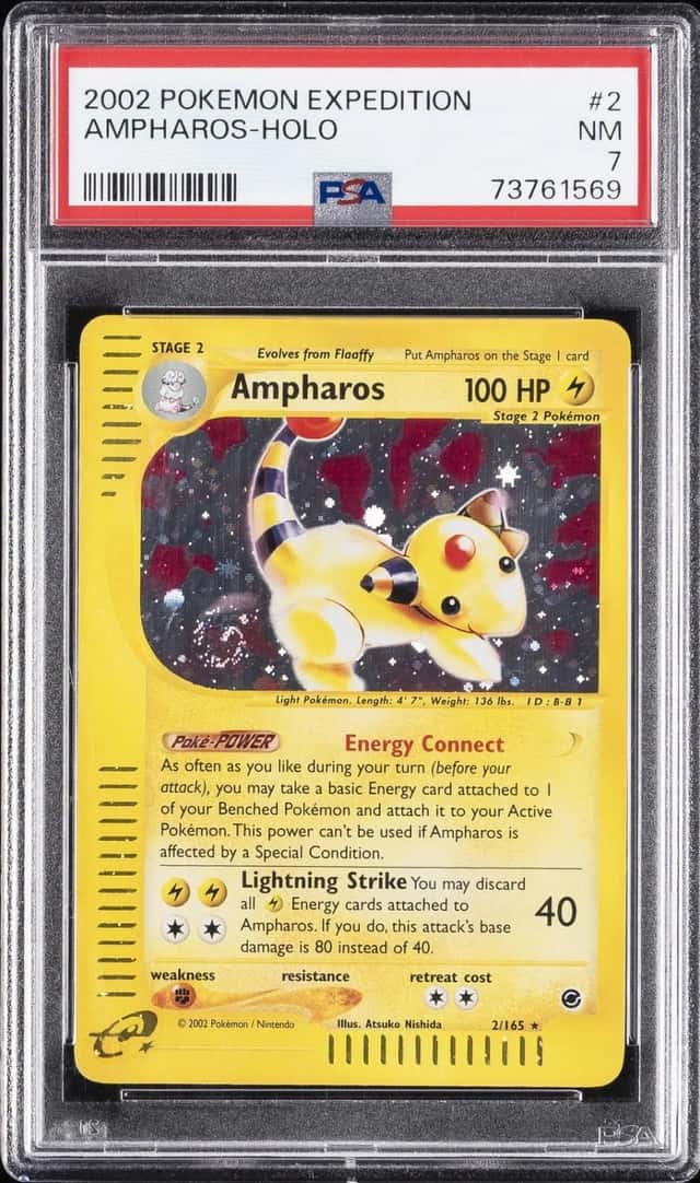 2002 POKEMON EXPEDITION #2 AMPHAROS-HOLO PSA 7