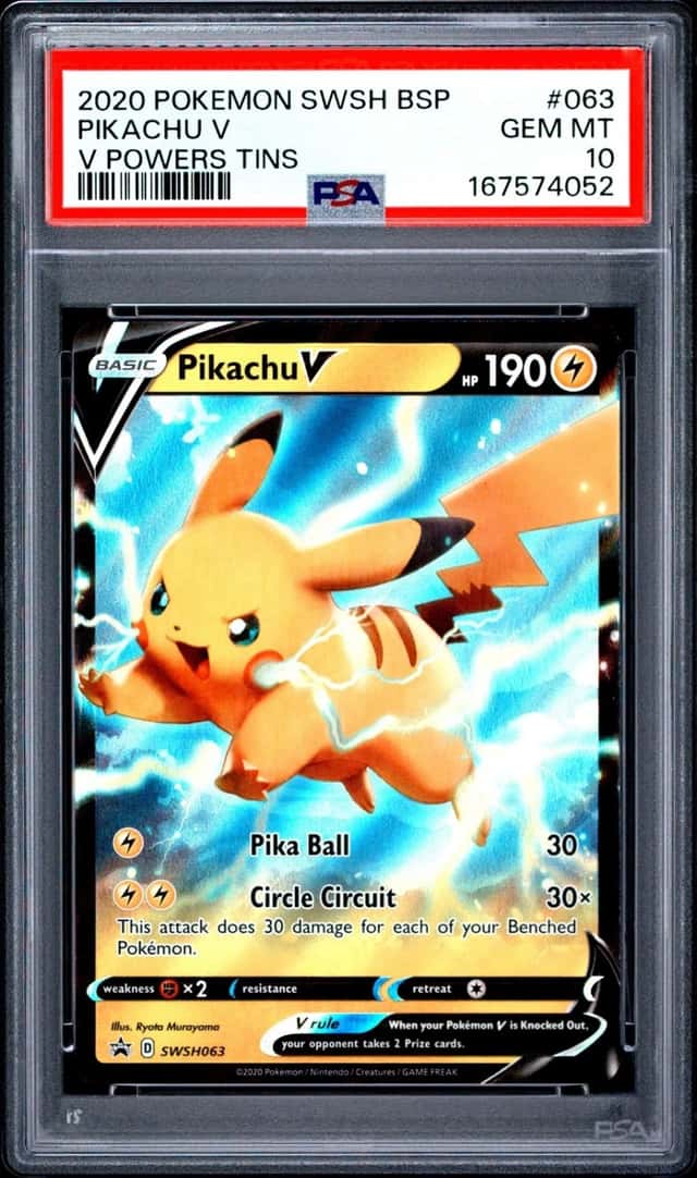 2020 POKEMON SWSH BLACK STAR PROMO V POWERS TINS #063 PIKACHU V PSA 10