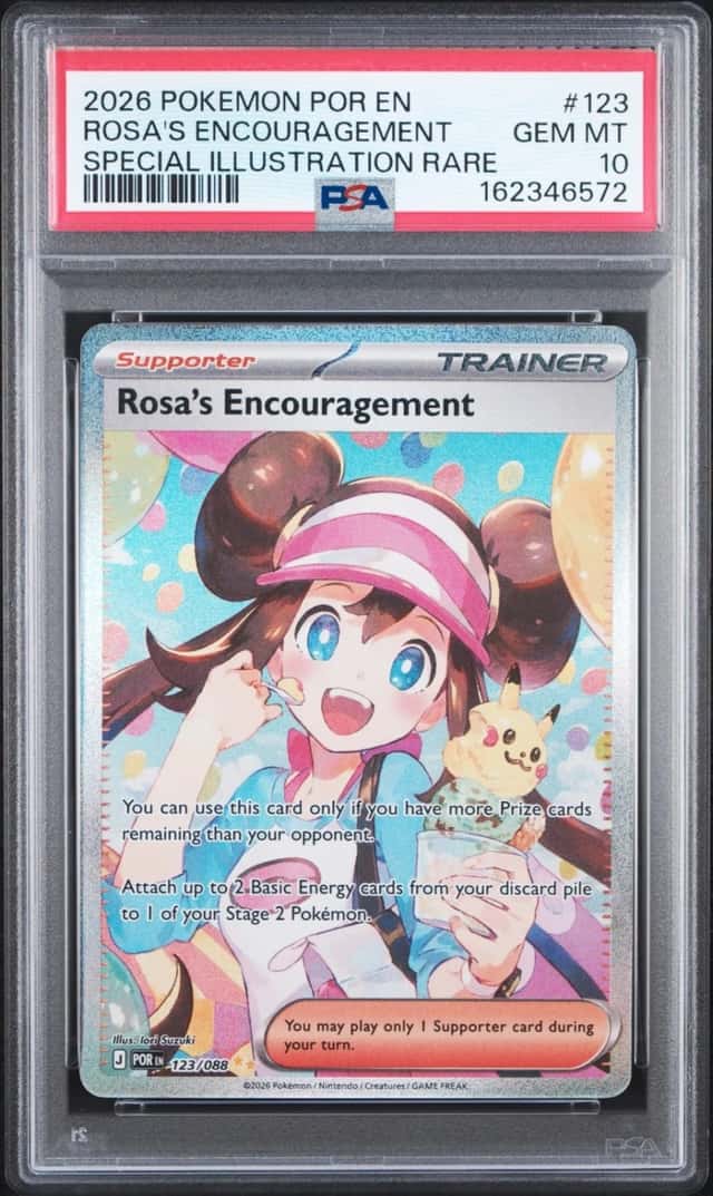 2026 POKEMON POR SPECIAL ILLUSTRATION RARE #123 ROSA'S ENCOURAGEMENT PSA 10