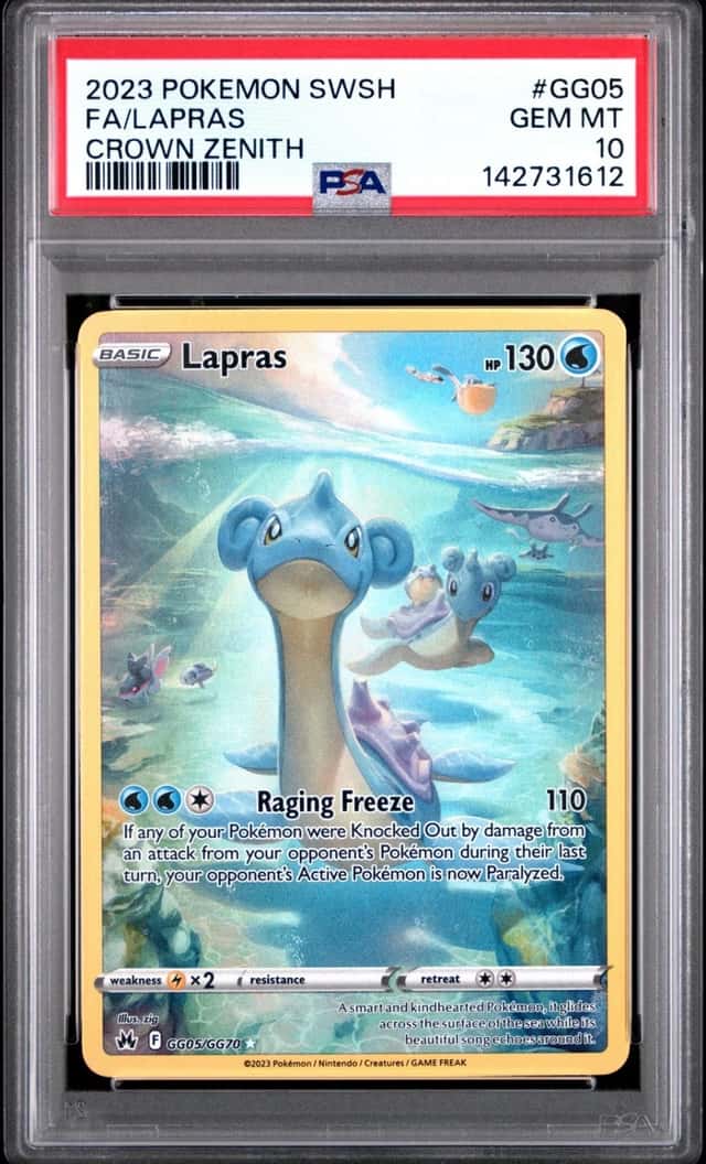 Pokemon Lapras Sword Shield Crown Zenith Full Art GG05/GG70 PSA 10 Gem Mint