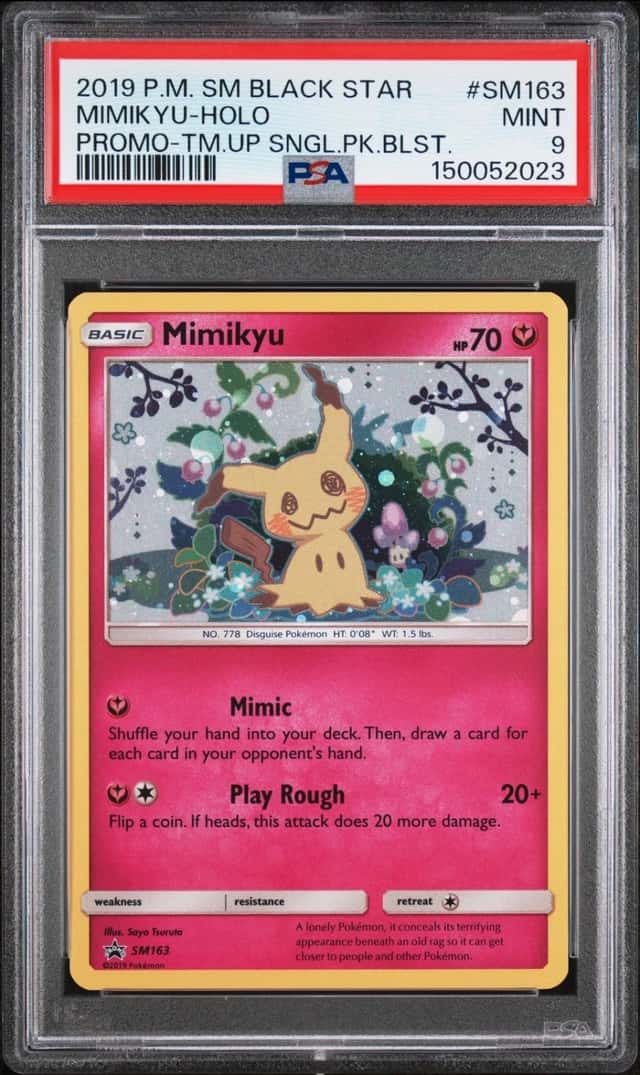 Pokemon Mimikyu Holo Promo SM163/181 Team Up Single Pk. Blisters PSA 9