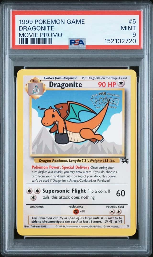 1999 POKEMON GAME MOVIE PROMO #5 DRAGONITE PSA 9