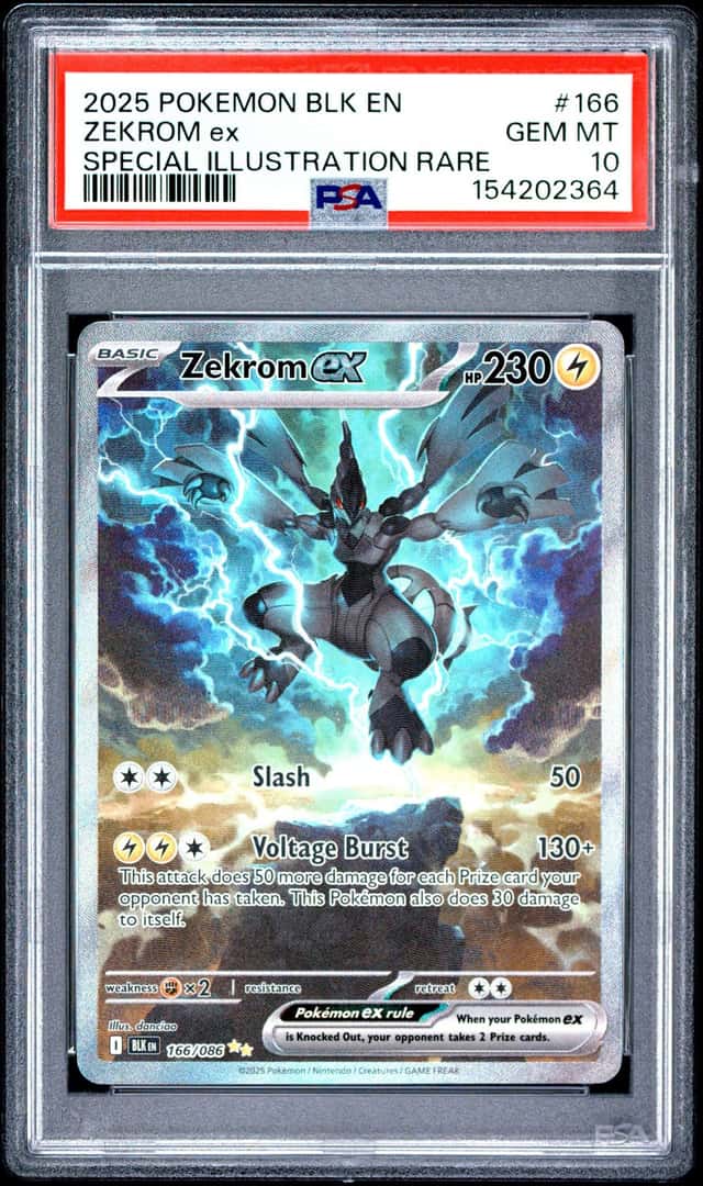 2025 Pokemon Black Bolt Zekrom ex Special Illustration Rare #166/086 PSA 10