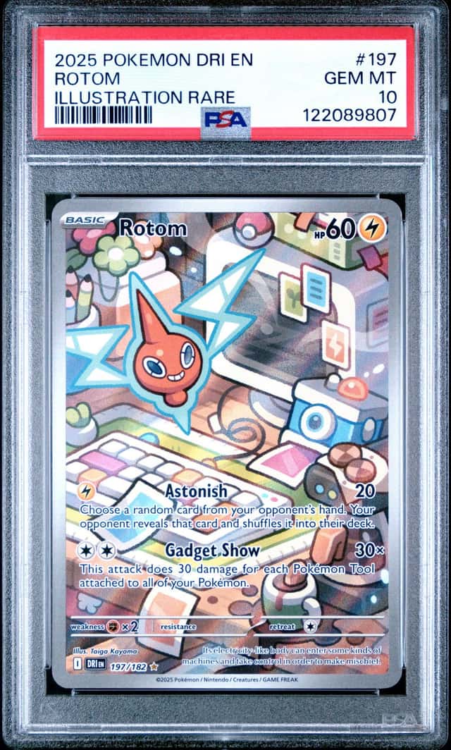 Pokemon 2025 SV10 Destined Rivals Rotom 197/182 Illustration Rare Holo PSA 10 EN