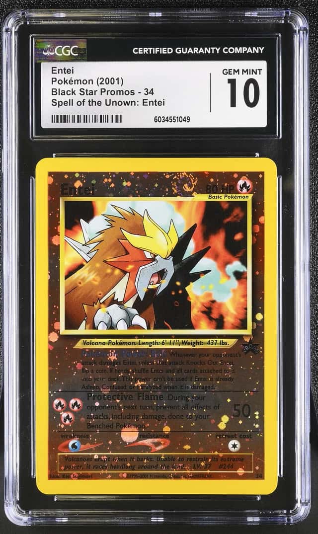 Pokemon Card Entei 34/53 WOTC Promo Reverse Holo CGC 10 GEM MINT