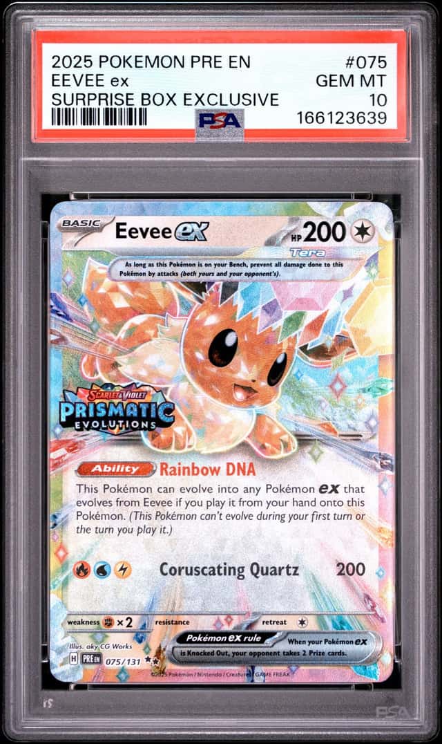 2025 POKEMON PRE EN-PRISMATIC EVOLUTIONS SURPRISE BOX EXCLUSIVE EEVEE EX PSA 10