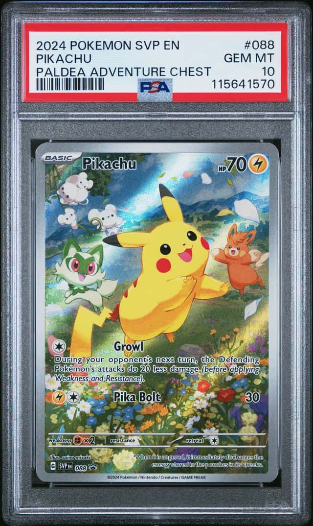 Pokemon Svp EN-SV Black Star Promo #088 Pikachu Paldea Adventure Chest PSA 10