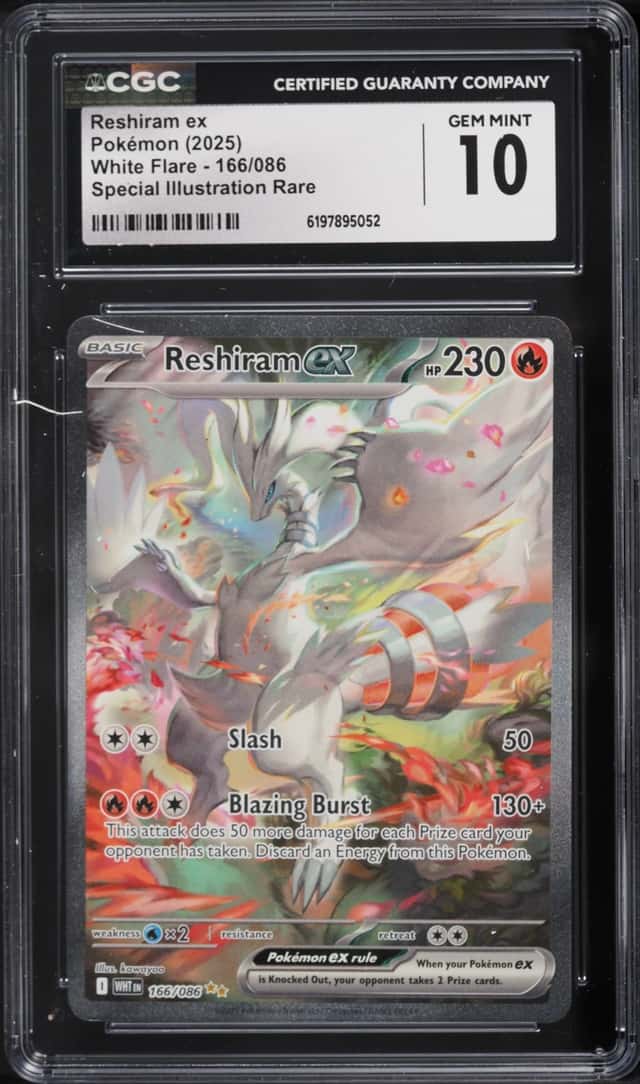 2025 Pokemon Scarlet & Violet White Flare SIR Reshiram ex #166 CGC 10 GEM MINT