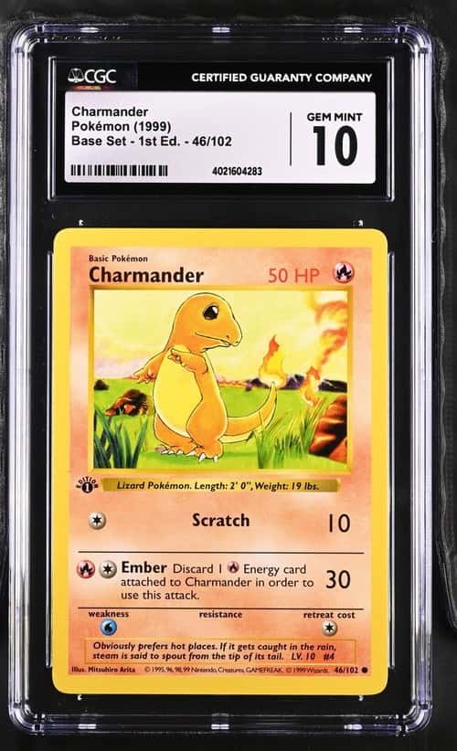 1999 Pokemon Base Set Shadowless 1st Edition Charmander #46 CGC 10 GEM MINT