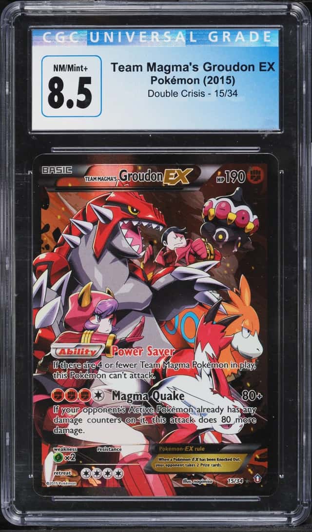2015 Pokemon XY Double Crisis Full Art Team Magma's Groudon EX #15 CGC 8.5 NM-MT+