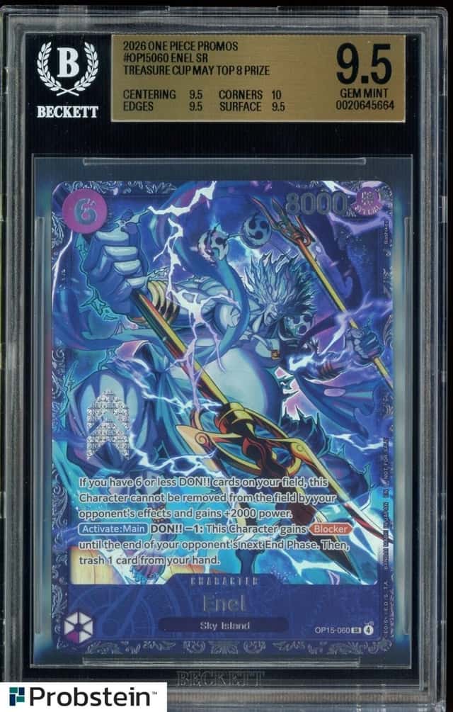 2026 One Piece Promos OP15060 Enel SR Treasure Cup May Top 8 Prize BGS 9