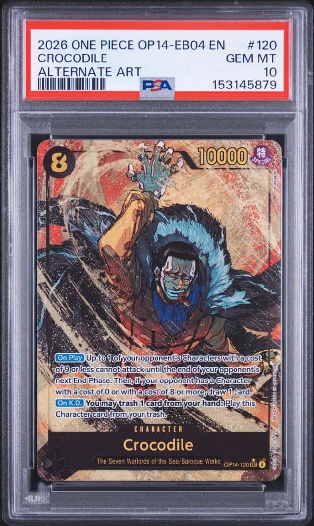 2026 ONE PIECE OP14-EB04-THE AZURE SEA'S SEVEN ALTERNATE ART CROCODILE PSA 10