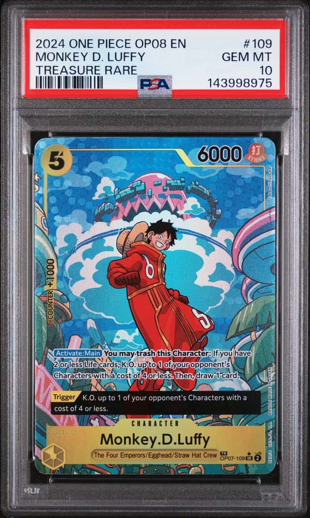 2024 One Piece OP08 EN Treasure Rare #109 Monkey D.Luffy PSA 10 GEM MINT