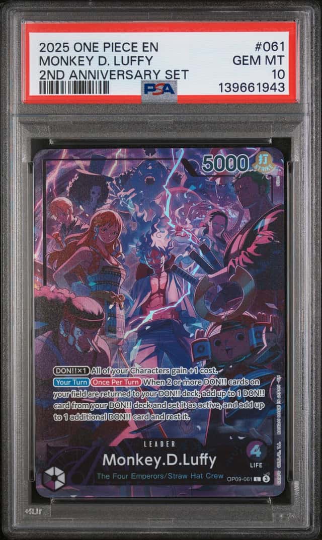 2025 One Piece EN 2nd Anniversary Set #061 Monkey D. Luffy PSA 10 GEM MINT
