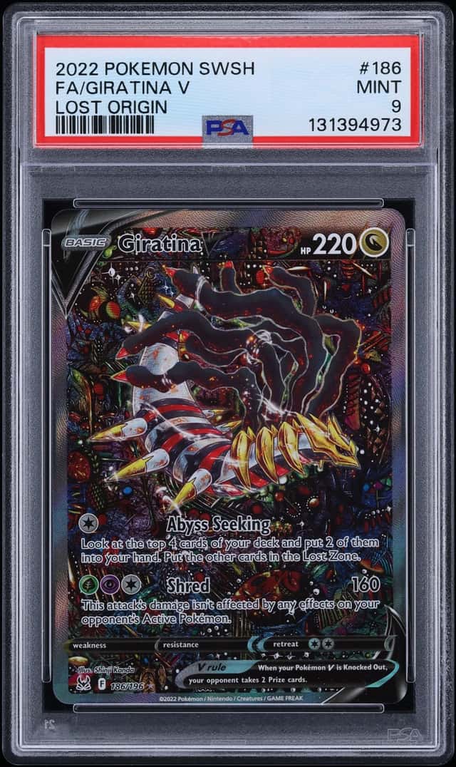 2022 Pokemon Sword & Shield Lost Origin Full Art Giratina V #186 PSA 9 MINT