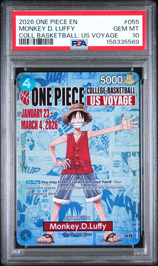 2026 ONE PIECE COLLEGE BASKETBALL: US VOYAGE PROMOS #055 MONKEY D. LUFFY PSA 10
