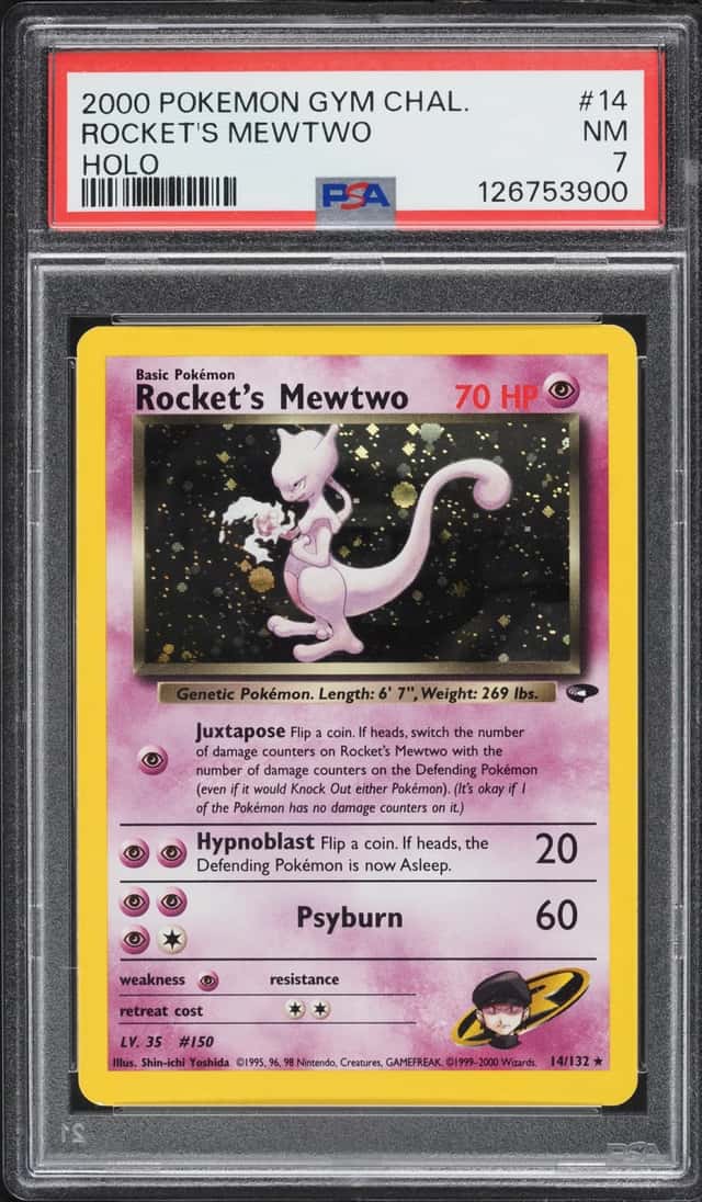2000 Pokemon Gym Challenge Holo Rocket's Mewtwo #14 PSA 7 NRMT