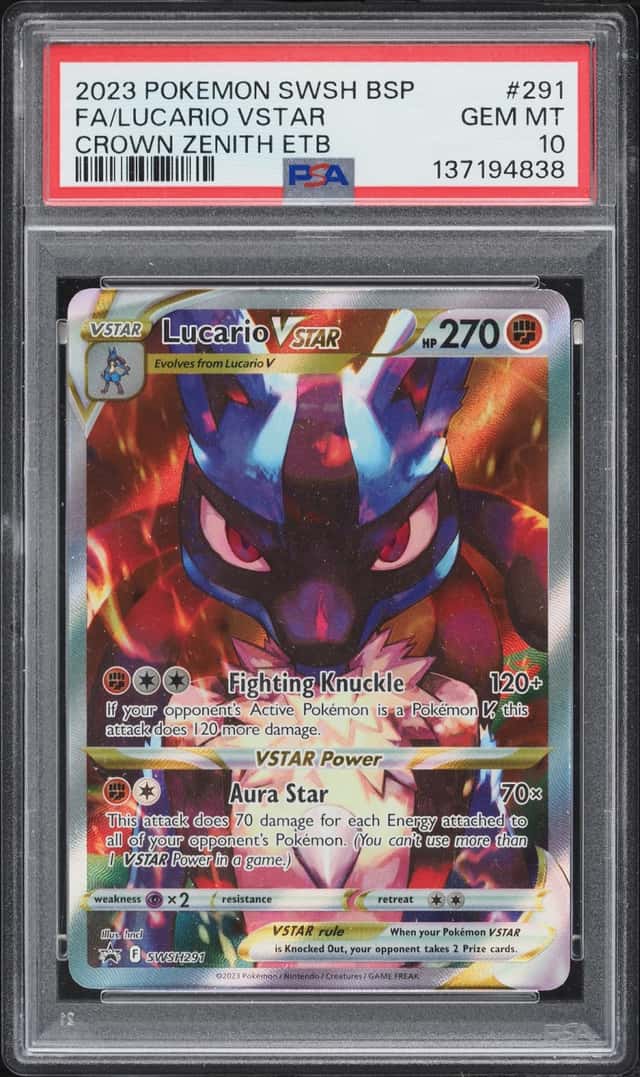 2023 Pokemon SWSH Promo Crown Zenith ETB Full Art Lucario VSTAR #SWSH291 PSA 10 GEM MINT