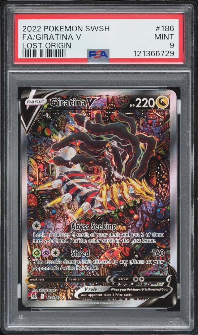 2022 Pokemon Sword & Shield Lost Origin Full Art Giratina V #186 PSA 9 MINT