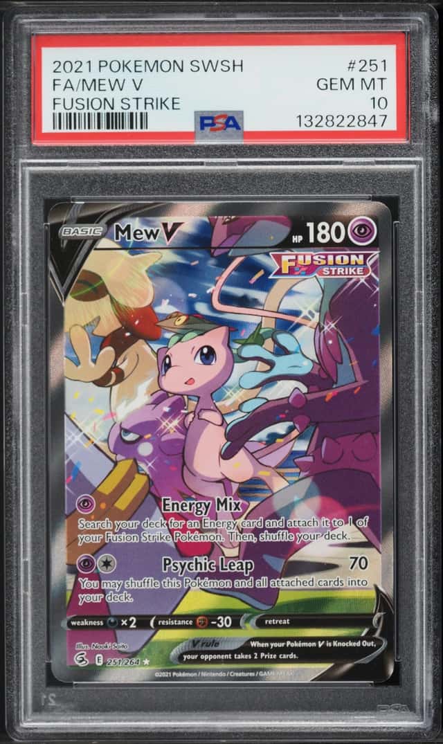 2021 Pokemon Sword & Shield Fusion Strike Full Art Mew V #251 PSA 10 GEM MINT