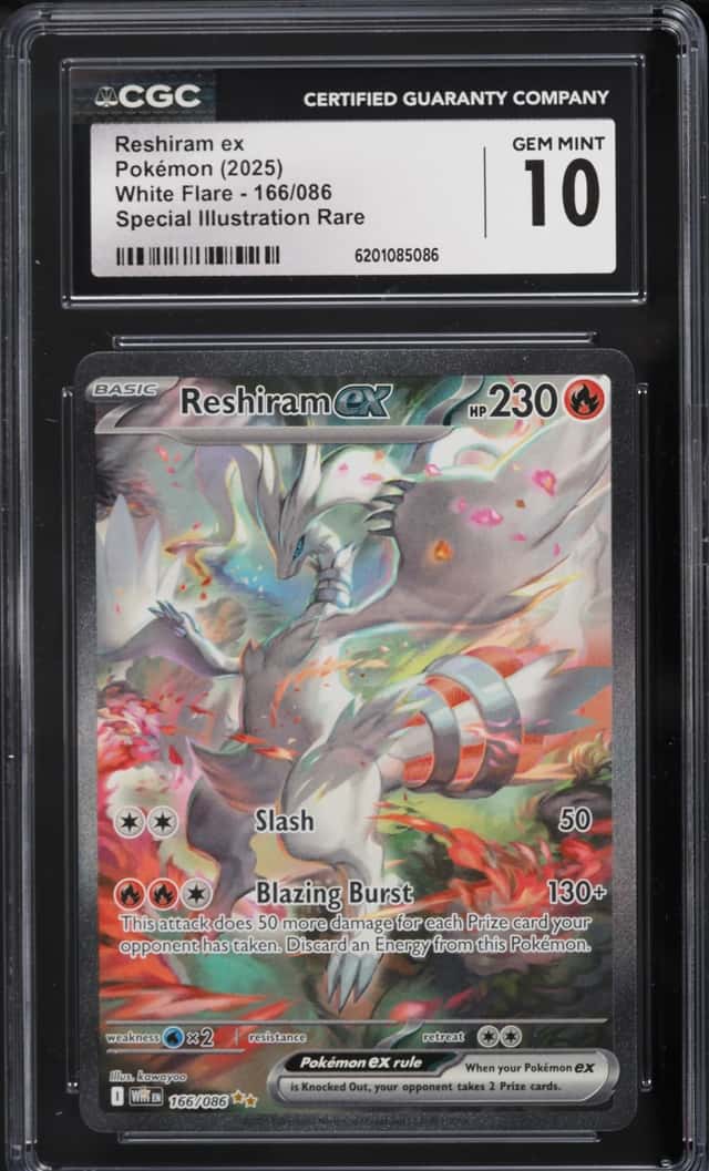 2025 Pokemon Scarlet & Violet White Flare SIR Reshiram EX #166 CGC 10 GEM MINT