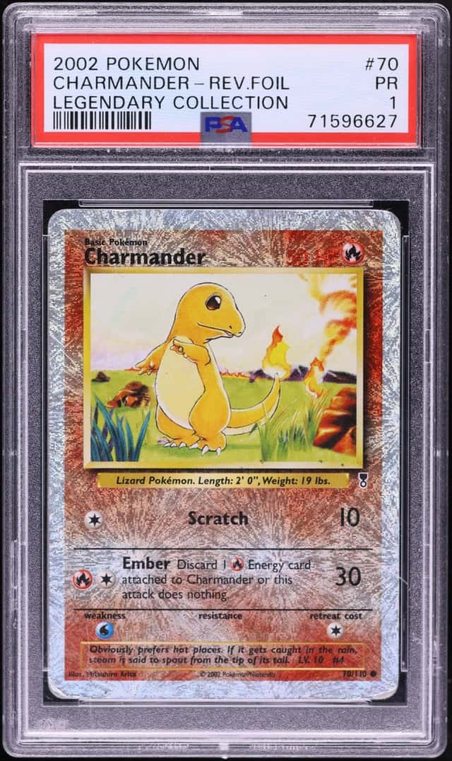 2002 Pokemon Legendary Collection Reverse Holo Charmander #70 PSA 1 PR