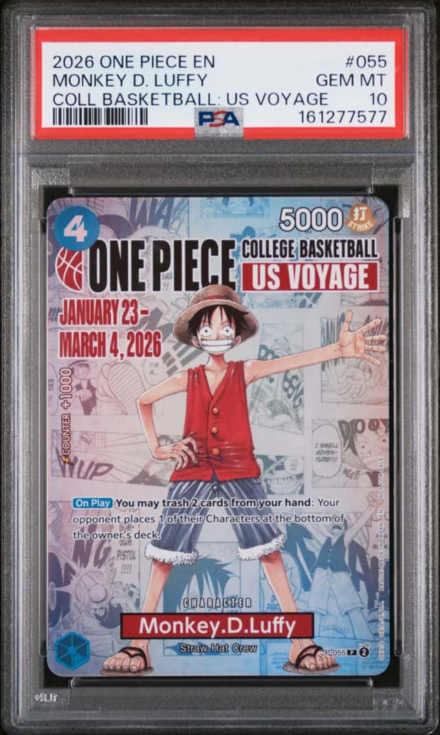 2026 ONE PIECE PROMOS COLLEGE BASKETBALL: US VOYAGE #055 MONKEY D. LUFFY PSA 10