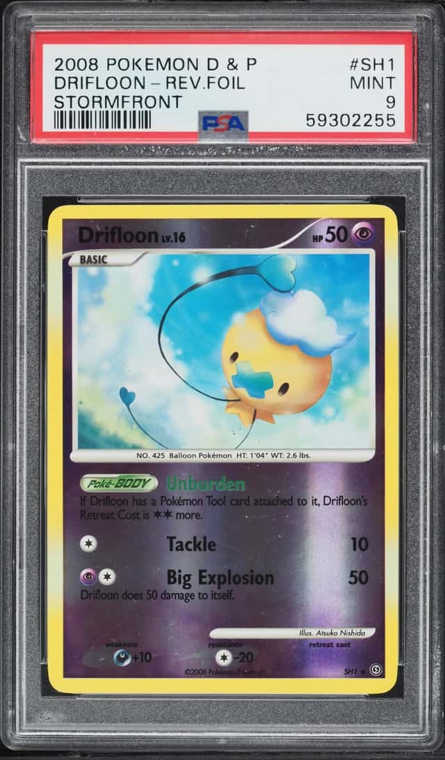 2008 Pokemon Diamond & Pearl Stormfront Reverse Holo Drifloon #SH1 PSA 9 MINT