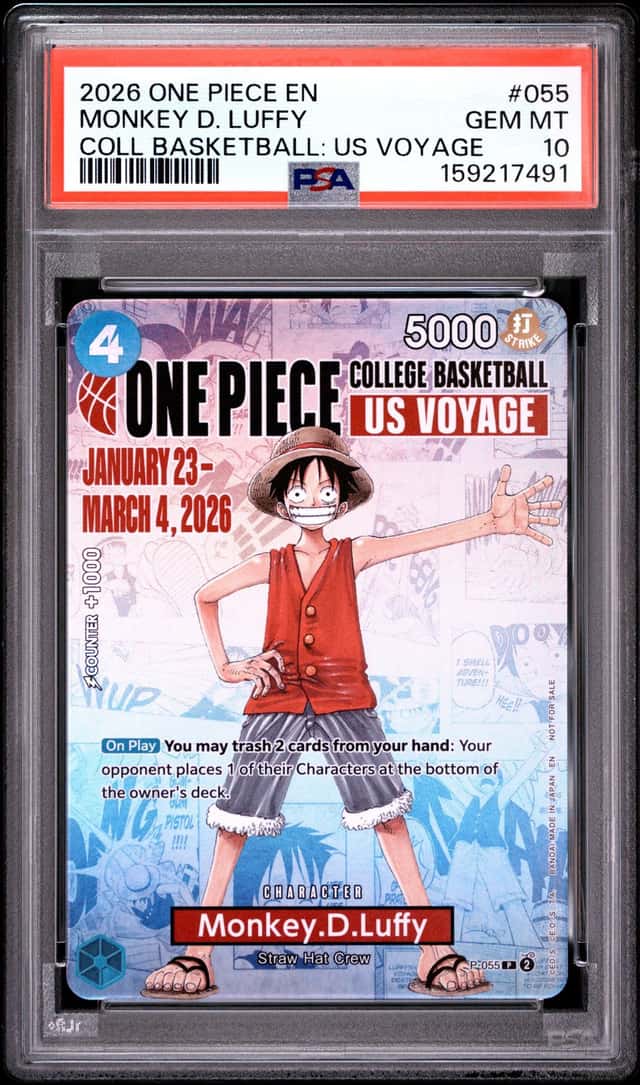 2026 ONE PIECE COLLEGE BASKETBALL: US VOYAGE PROMOS #055 MONKEY D. LUFFY PSA 10