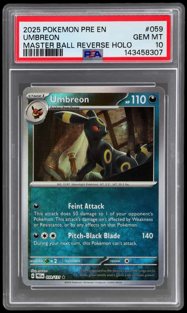 2025 Pokemon Scarlet and Violet Prismatic Evolutions Master Ball Reverse Holo Umbreon #59